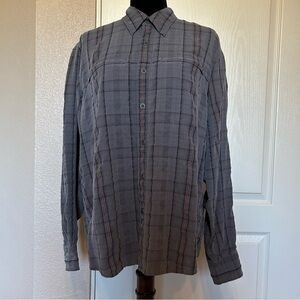 Royal Robbins Gray Plaid Button‎ Down Long Sleeve Shirt Size Large